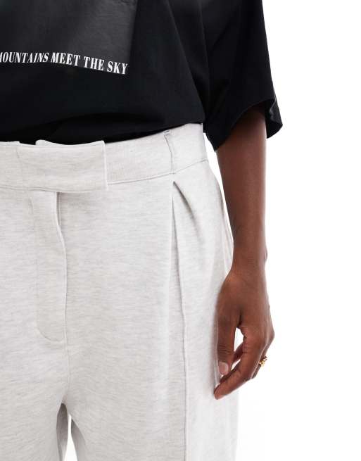 ASOS DESIGN Curve - Skræddersyet joggingbukser i meleret lysegrå jersey, 4 af 5