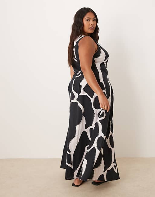 Black Satin Boat Neck Print Prom Dress Black Satin Boat Neck Print Prom Dress