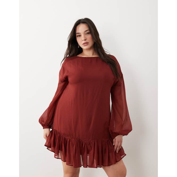 burgundy short dress plus size Plus Size Tracie Hoodie Mini Dress