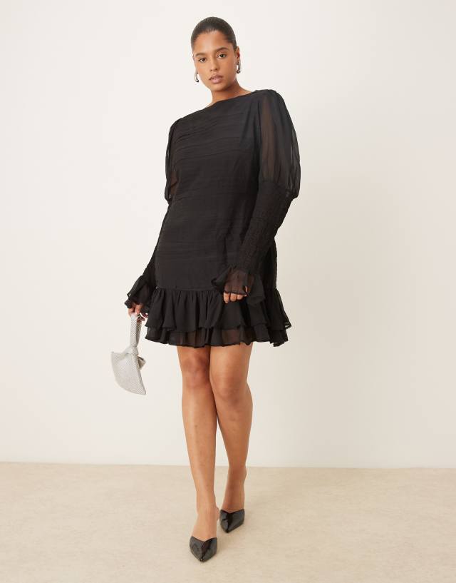 black curve mini dress ASOS - Slash Neck Dropped Waist - Women - Polyester - 16 US Size:42 x 30 short sleeves pleaded black long dress black gold holiday dress