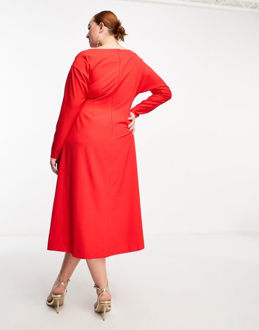knee length dresses for ladies Knot Again Midi Dress (Rust) main image 1