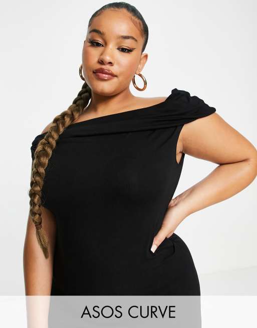 Asos black off the shoulder dress hot sale