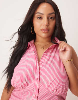 Asos Curve Asos Design Curve Sleeveless Shirt Mini Dress