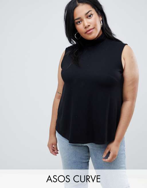 Plus size clearance sleeveless turtleneck tops