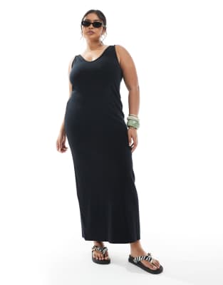 Asos Curve Asos Design Curve Sleeveless V-neck Rib Knit Midaxi Dress