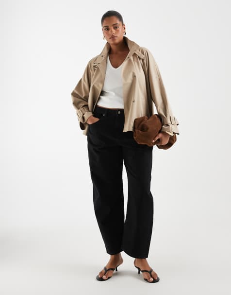 ASOS DESIGN Curve slim barrel jean in black - view 1