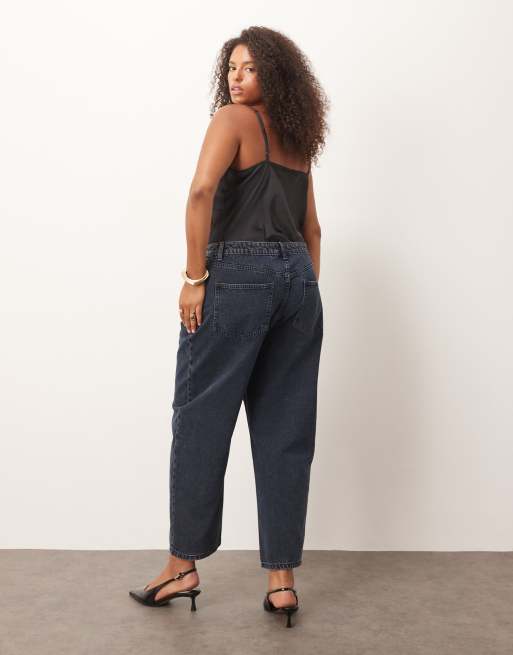 ASOS DESIGN Curve slim barrel jeans in blue black 