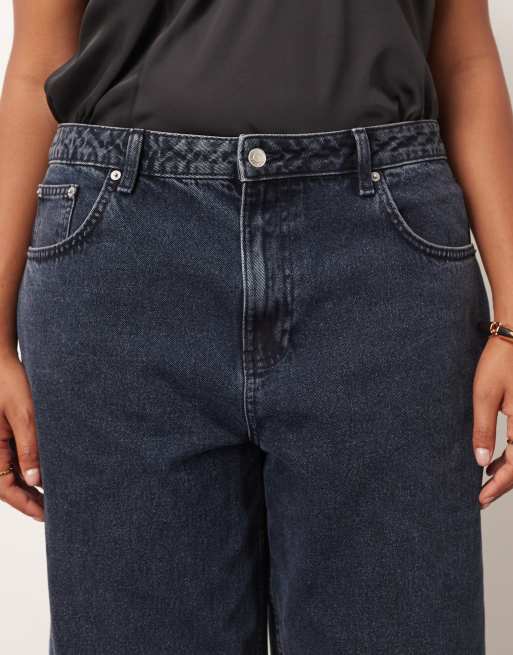 ASOS DESIGN Curve slim barrel jeans in blue black 