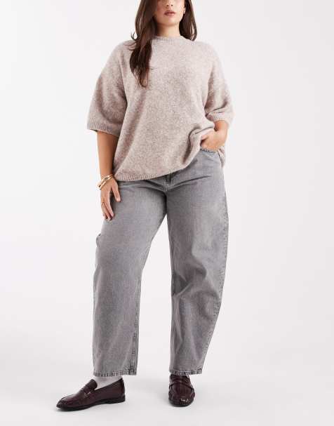 ASOS DESIGN Curve slim barrel jeans in grey 