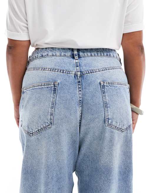 ASOS DESIGN Curve slim barrel jeans in light blue , 4 of 5
