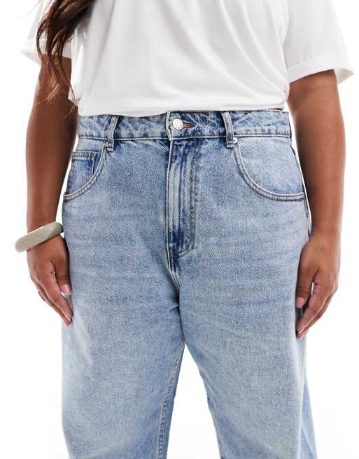 ASOS DESIGN Curve slim barrel jeans in light blue , 5 of 5
