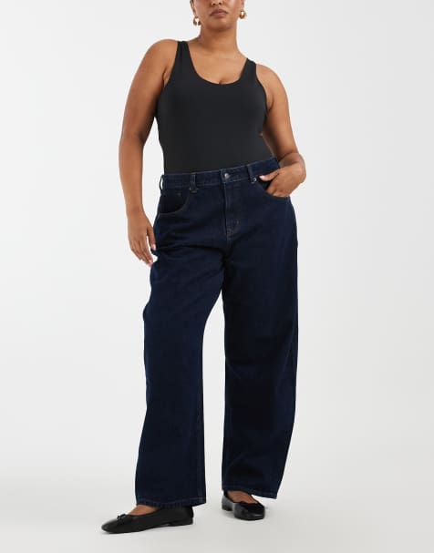 ASOS DESIGN Curve slim barrel jeans in rinse - view 1