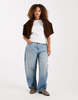 Asos Curve Asos Design Curve Slim Barrel Jeans In Blue