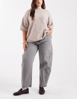 ASOS DESIGN Curve - Slim Fit-Jeans mit abgerundetem Bein in Grau