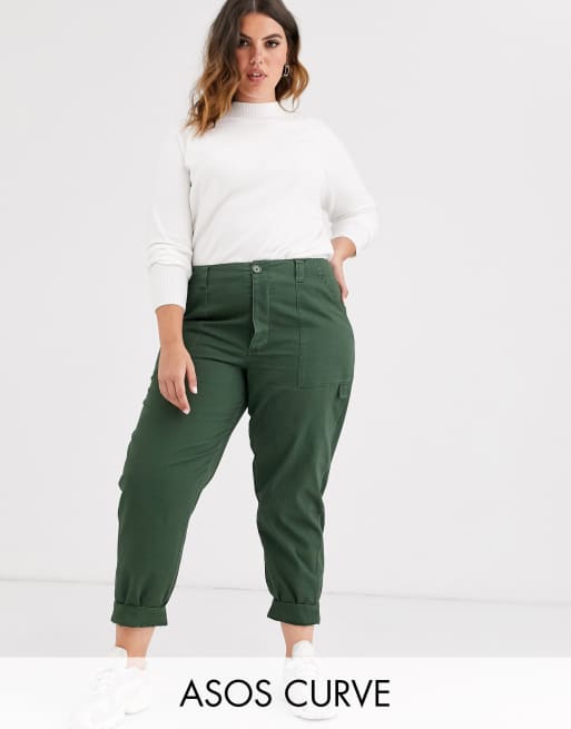 ASOS DESIGN Curve slim leg combat trousers in khaki