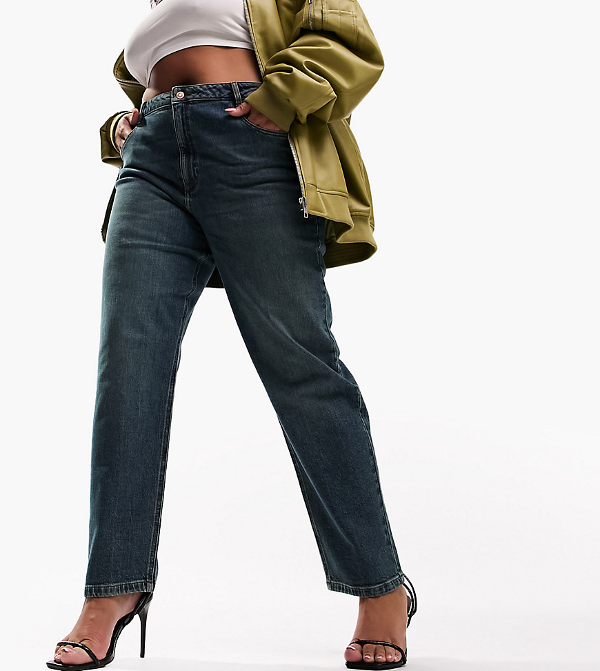 Asos Curve Asos Design Curve Slim Mom Jeans In Mid Blue