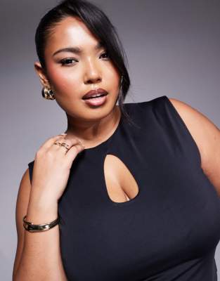 Asos Curve Asos Design Curve Slinky Keyhole Tank Top In Black