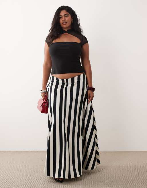 ASOS DESIGN Curve slinky rouleau loop top with mesh cutout in black, 2 of 4