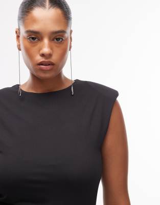 Asos Curve Asos Design Curve Slinky Sleeveless Shoulder Pad Bodysuit In Black