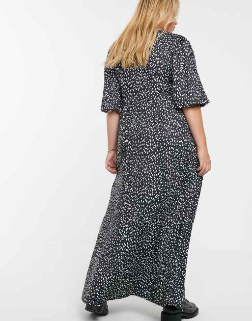 ASOS DESIGN Curve slinky tea maxi dress in spot print, 2 of 4
