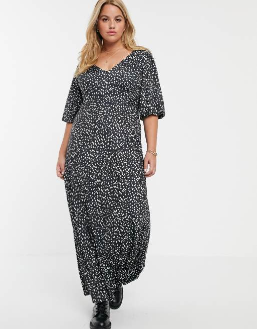 ASOS DESIGN Curve slinky tea maxi dress in spot print, 4 of 4