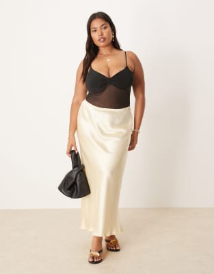 Asos Curve Asos Design Curve Slinky Twist Bust Mesh Bodysuit