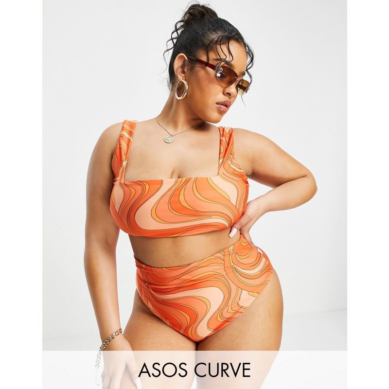 Costumi e Moda mare lP8QG DESIGN Curve - Slip bikini a vita alta con stampa con spirali