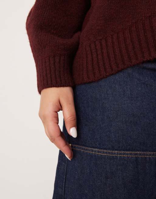 ASOS DESIGN Curve – Śliwkowy sweter oversize z okrągłym dekoltem i zaokrąglonym dołem, 4 z 4