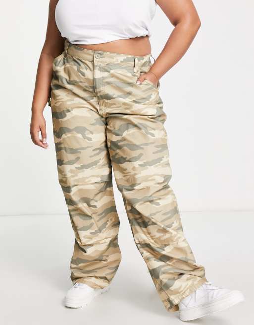 ASOS DESIGN slouchy knee dart cargo pants in camo