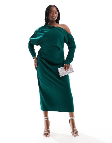 Emerald green plus size maxi dress best sale