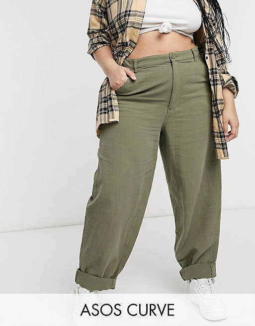  Curve slouchy jogger in khaki cheesecloth 