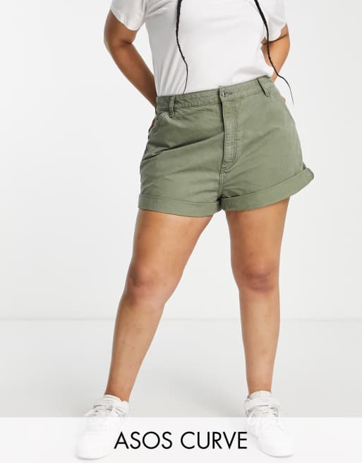 Plus Washed Slouchy Denim Mom Shorts