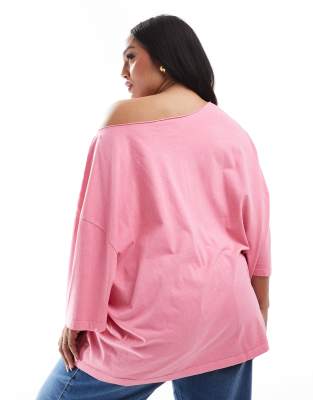 ASOS CURVE ASOS DESIGN CURVE SLOUCHY OFF SHOULDER OVERSIZED TEE 