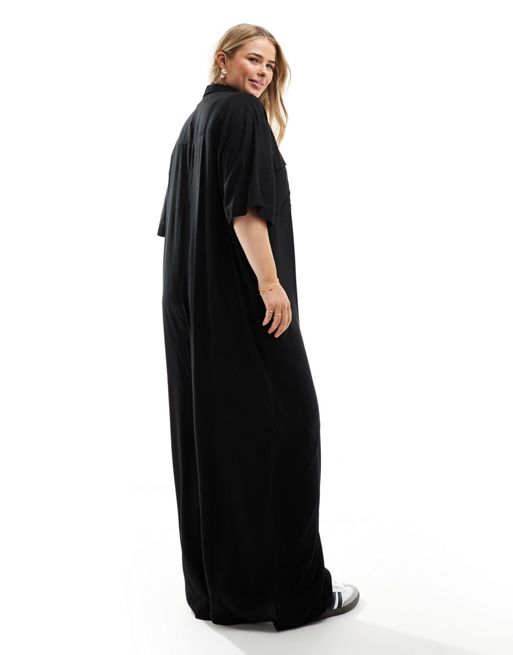 ASOS DESIGN Curve slouchy oversized jumpsuit in black