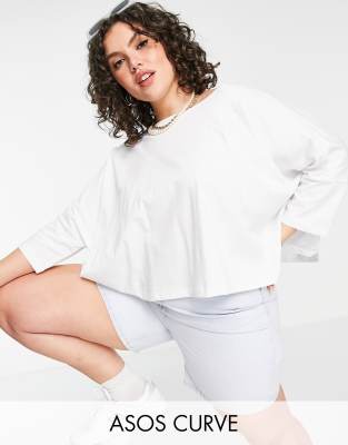 ASOS DESIGN Curve slouchy t-shirt with batwing sleeve in white