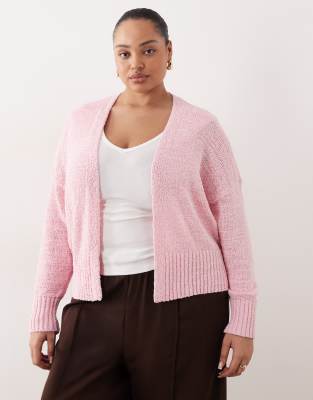 ASOS DESIGN Curve slub edge to edge cardigan in pink