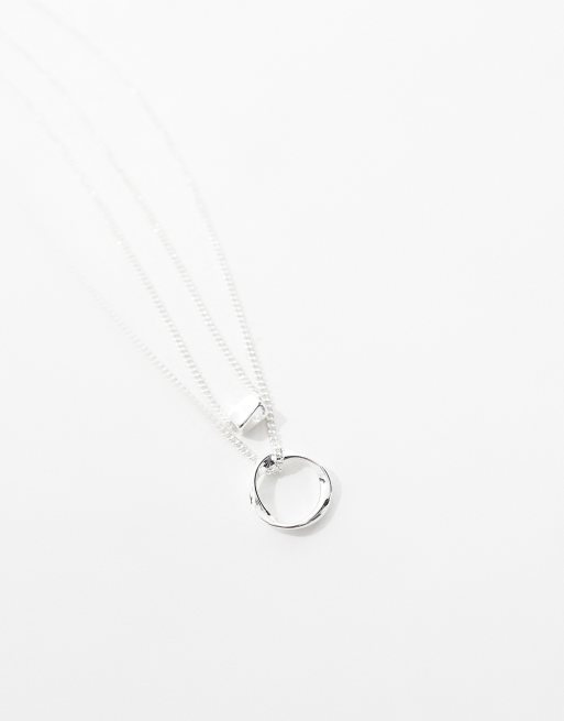 ASOS DESIGN Curve - Sølvfarvet halskæde med flere rækker og snoet perle- og ringdesign, 3 af 4