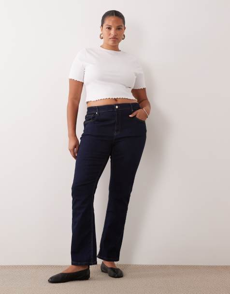 ASOS DESIGN Curve smala jeans med pennklack i mörk tvätt - view 1