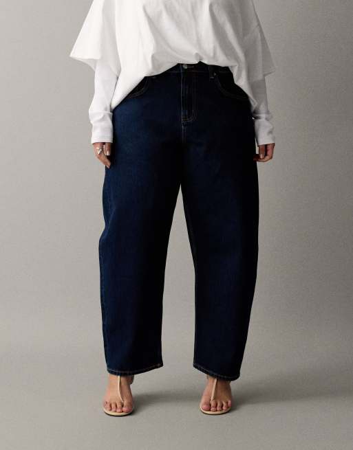 ASOS DESIGN Curve - Smalle jeans med tøndeformede ben i dyb skyllevask, 3 af 7