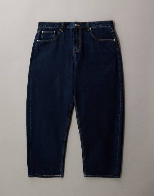 ASOS DESIGN Curve - Smalle jeans med tøndeformede ben i dyb skyllevask, 5 af 7