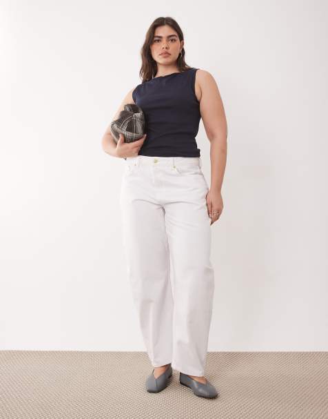 ASOS DESIGN Curve - Smalle jeans met ballonpijpen in wit - view 1