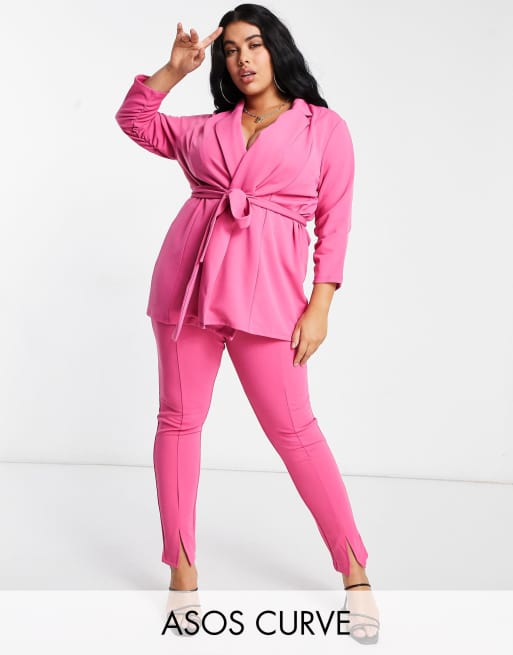 ASOS DESIGN Curve - Pak van jersey met overslag in magenta, 3 van 3
