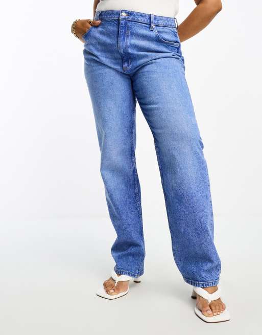ASOS DESIGN Curve - Smalle rechte jeans in mid-wash blauw, 4 van 5