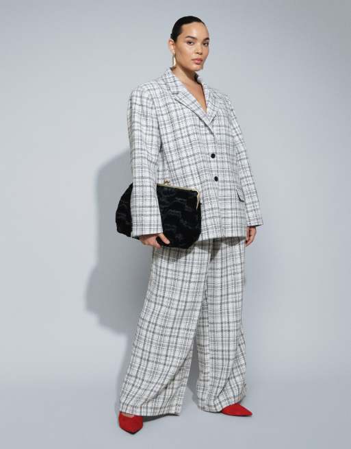 ASOS DESIGN Curve smaltoelopende broek in winterwit met ruit, 5 van 5