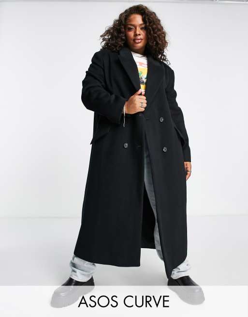 ASOS DESIGN Curve smart dad coat in black ASOS