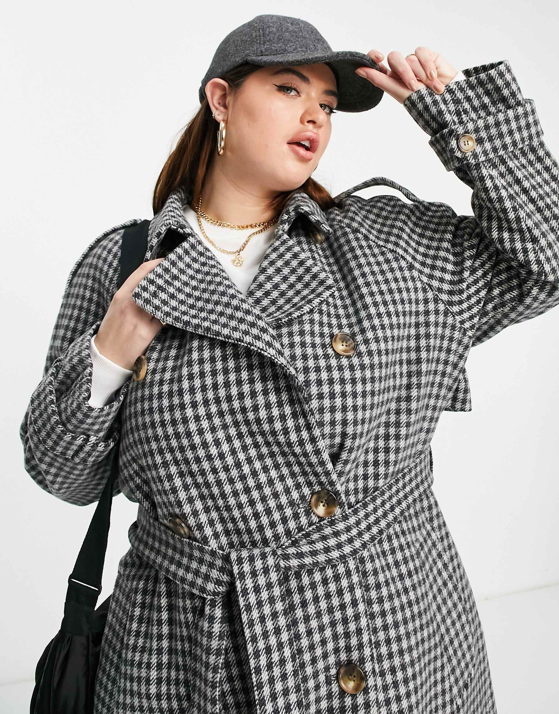 ASOS DESIGN Curve smart heritage check oversized coat