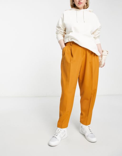 ASOS DESIGN high waisted wide leg trousers in marmalade