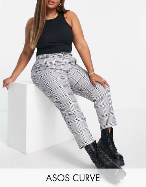 ASOS DESIGN Curve smart tapered trouser in purple pow check