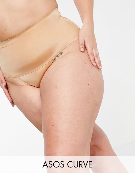 ASOS DESIGN Marina smoothing high-waist thong in beige