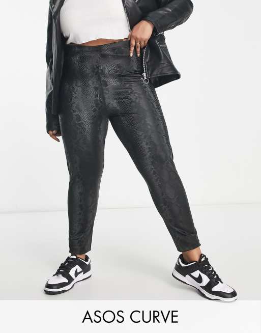 ASOS DESIGN leather-look leggings in black